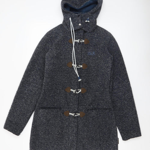Jack Wolfskin Women Grey Hooded Knit Cardigan XS Wool Blend Outdoor