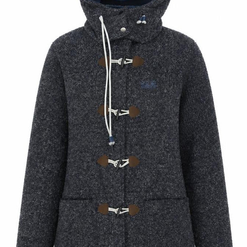 Jack Wolfskin Women Grey Hooded Knit Cardigan XS Wool Blend Outdoor