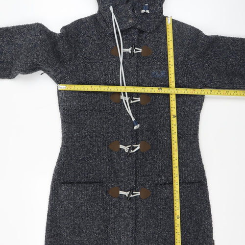 Jack Wolfskin Women Grey Hooded Knit Cardigan XS Wool Blend Outdoor