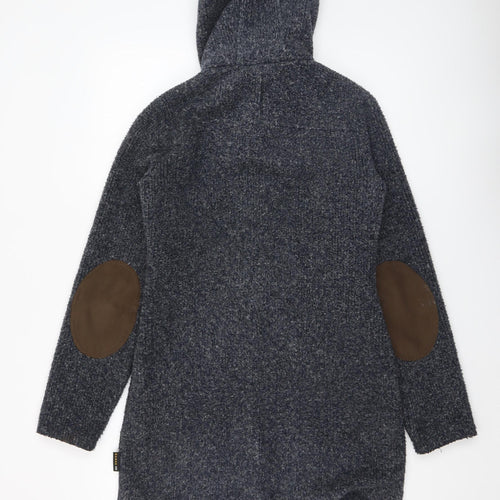 Jack Wolfskin Women Grey Hooded Knit Cardigan XS Wool Blend Outdoor