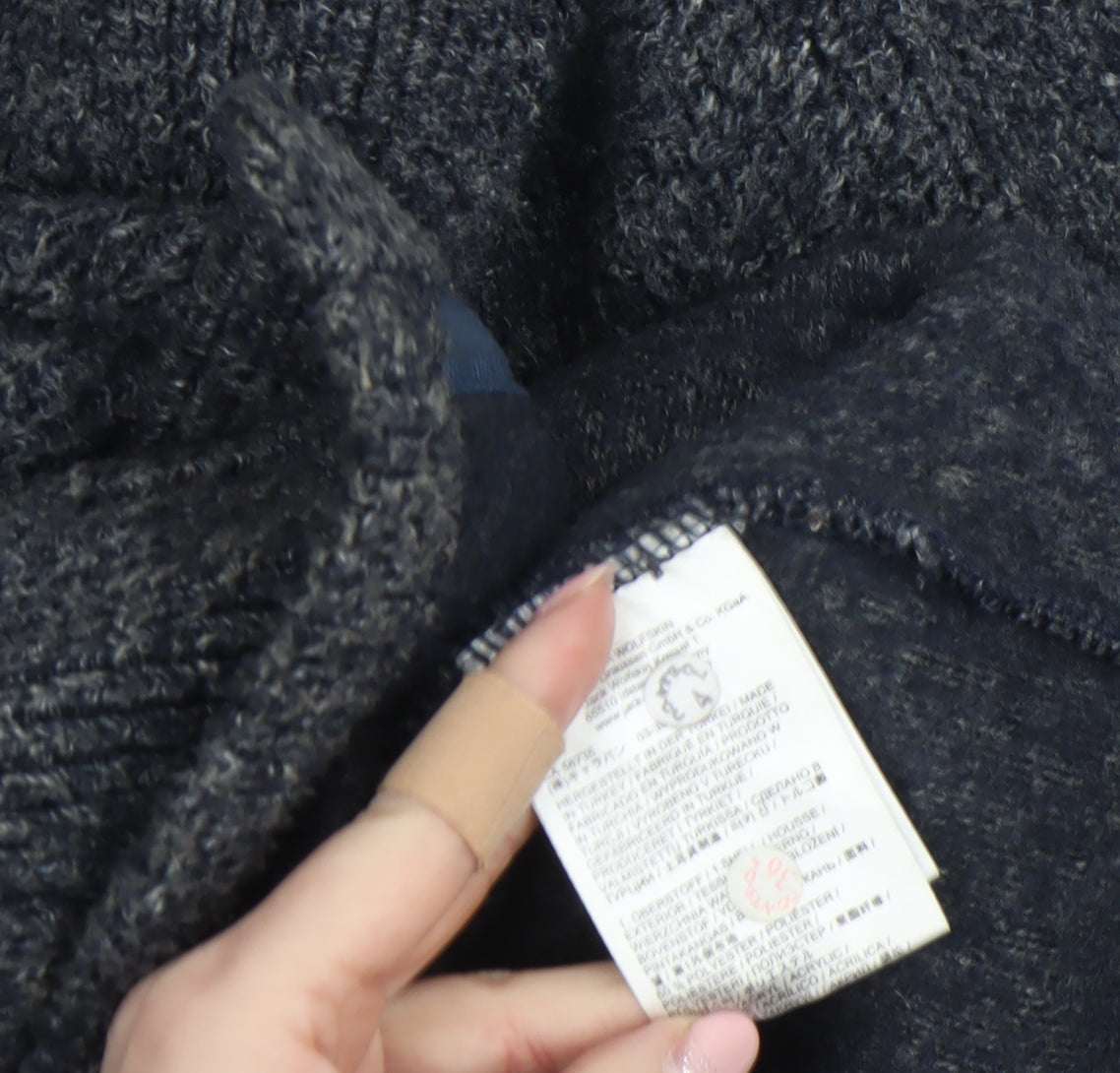 Jack Wolfskin Women Grey Hooded Knit Cardigan XS Wool Blend Outdoor