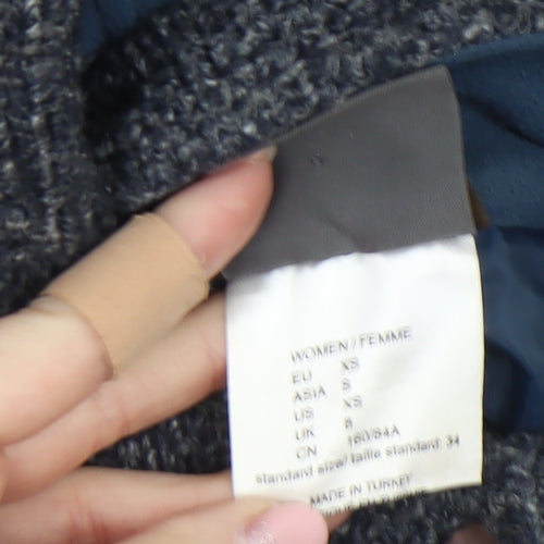 Jack Wolfskin Women Grey Hooded Knit Cardigan XS Wool Blend Outdoor