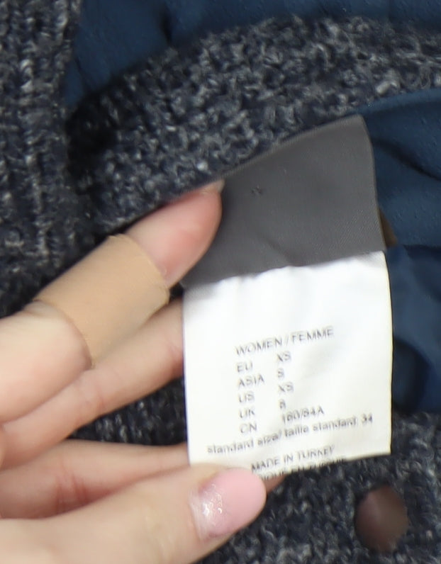 Jack Wolfskin Women Grey Hooded Knit Cardigan XS Wool Blend Outdoor