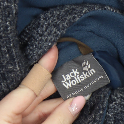 Jack Wolfskin Women Grey Hooded Knit Cardigan XS Wool Blend Outdoor