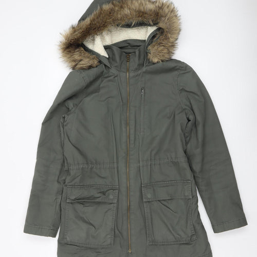 Gap Women's Green Fur Trim Hooded Parka Coat Size S