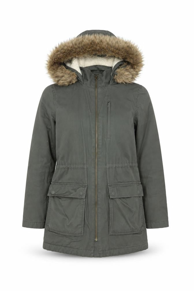 Gap Women's Green Fur Trim Hooded Parka Coat Size S