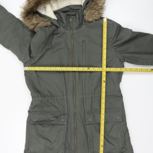 Gap Women's Green Fur Trim Hooded Parka Coat Size S