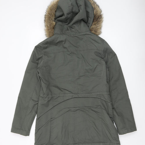Gap Women's Green Fur Trim Hooded Parka Coat Size S