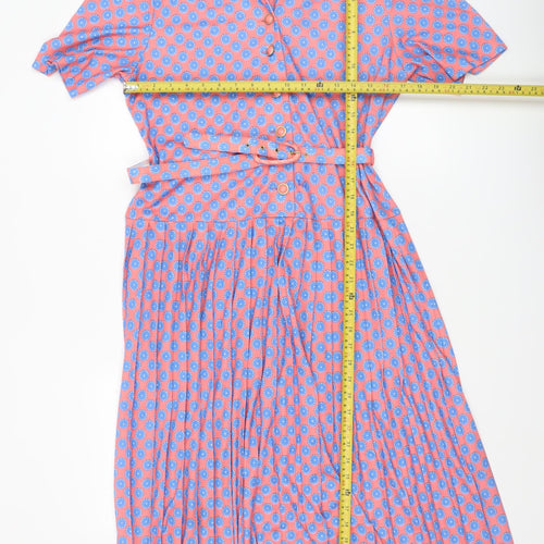 Richard Stump Women’s Pink Polka Dot Belted Shirt Dress Size 14