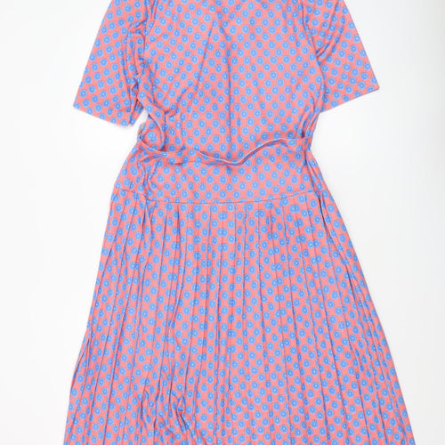 Richard Stump Women’s Pink Polka Dot Belted Shirt Dress Size 14