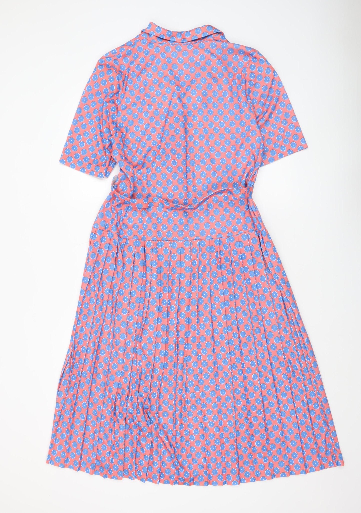 Richard Stump Women’s Pink Polka Dot Belted Shirt Dress Size 14