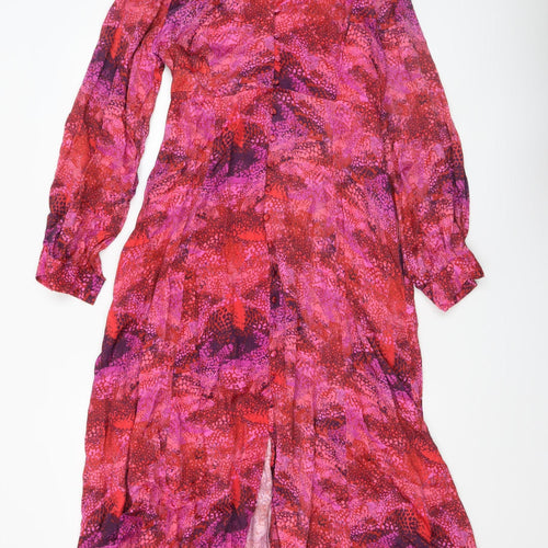 Gallery Womens Multicoloured Viscose Midi A-Line Dress UK 12