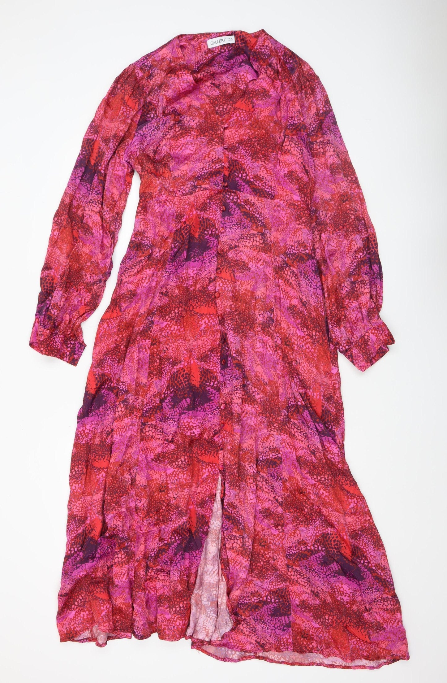 Gallery Womens Multicoloured Viscose Midi A-Line Dress UK 12