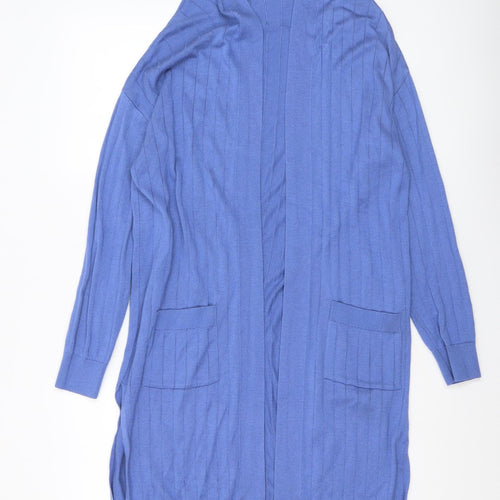 Principles Women Blue Size 14 Long Knit Open Cardigan