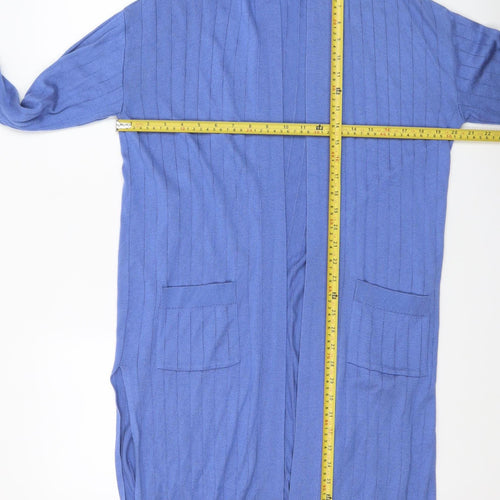 Principles Women Blue Size 14 Long Knit Open Cardigan