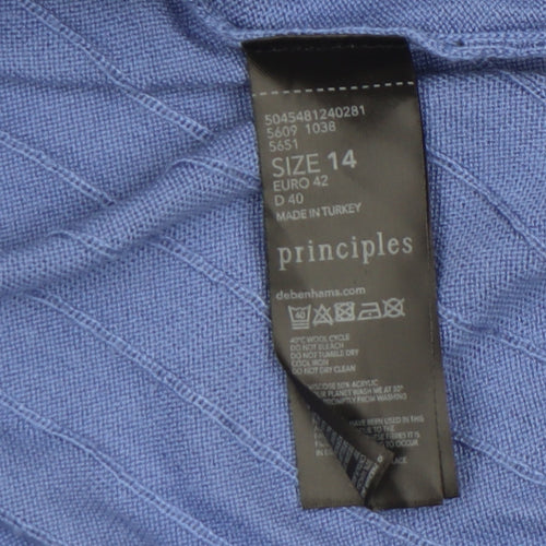 Principles Women Blue Size 14 Long Knit Open Cardigan