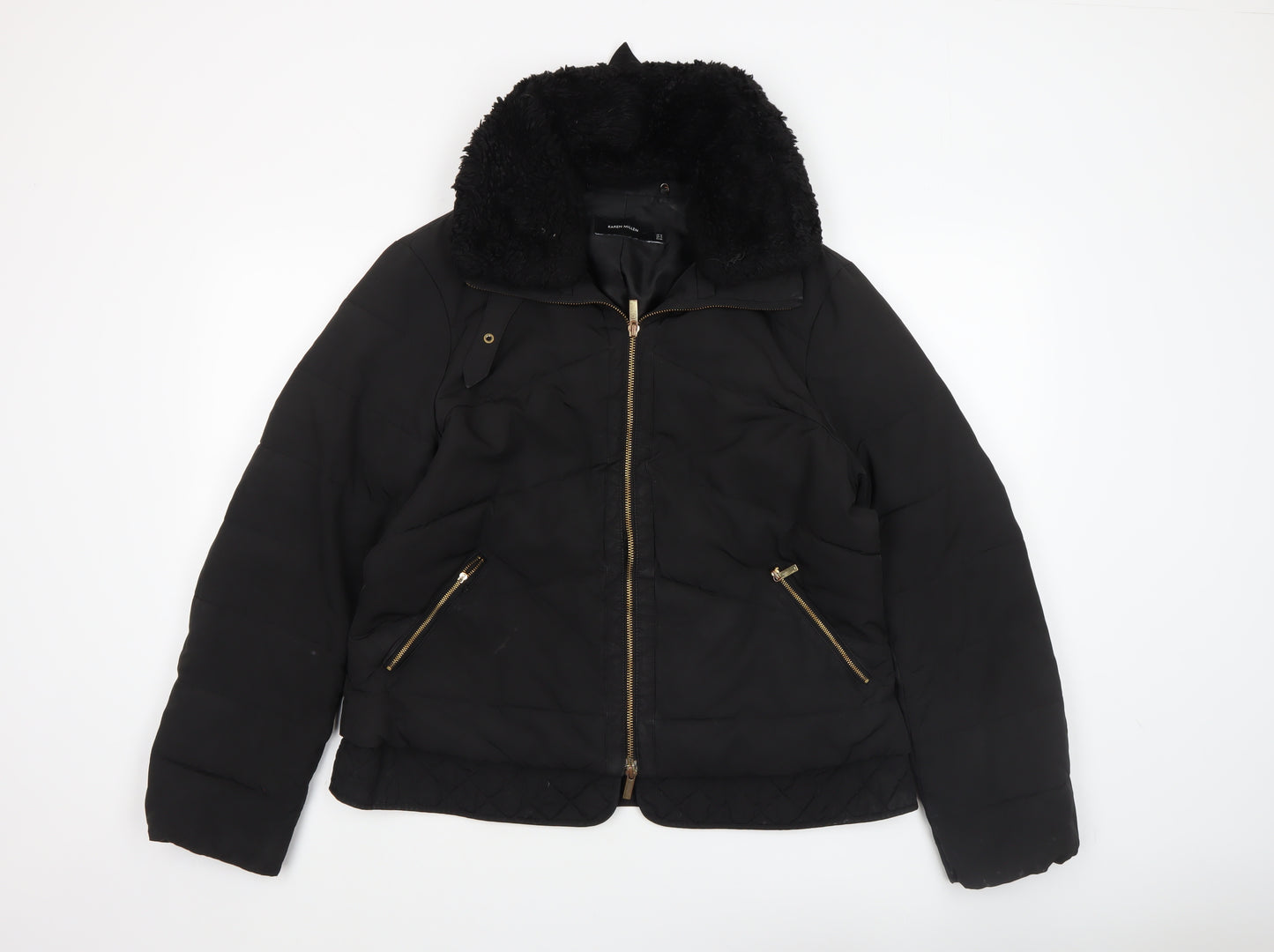 Karen Millen Women's Black Size 16 Quilted Puffer Jacket