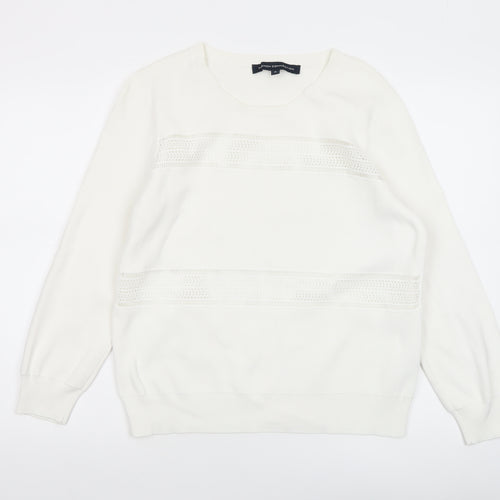 French Connection Women’s White Cotton Lace Knit Jumper Size M