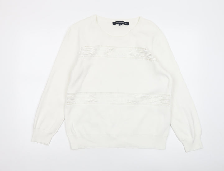 French Connection Women’s White Cotton Lace Knit Jumper Size M