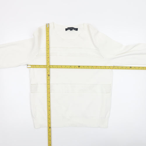 French Connection Women’s White Cotton Lace Knit Jumper Size M