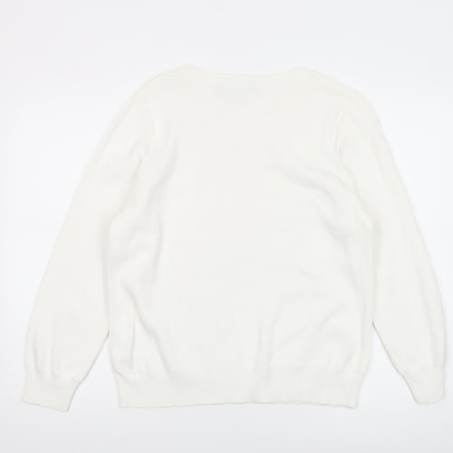 French Connection Women’s White Cotton Lace Knit Jumper Size M