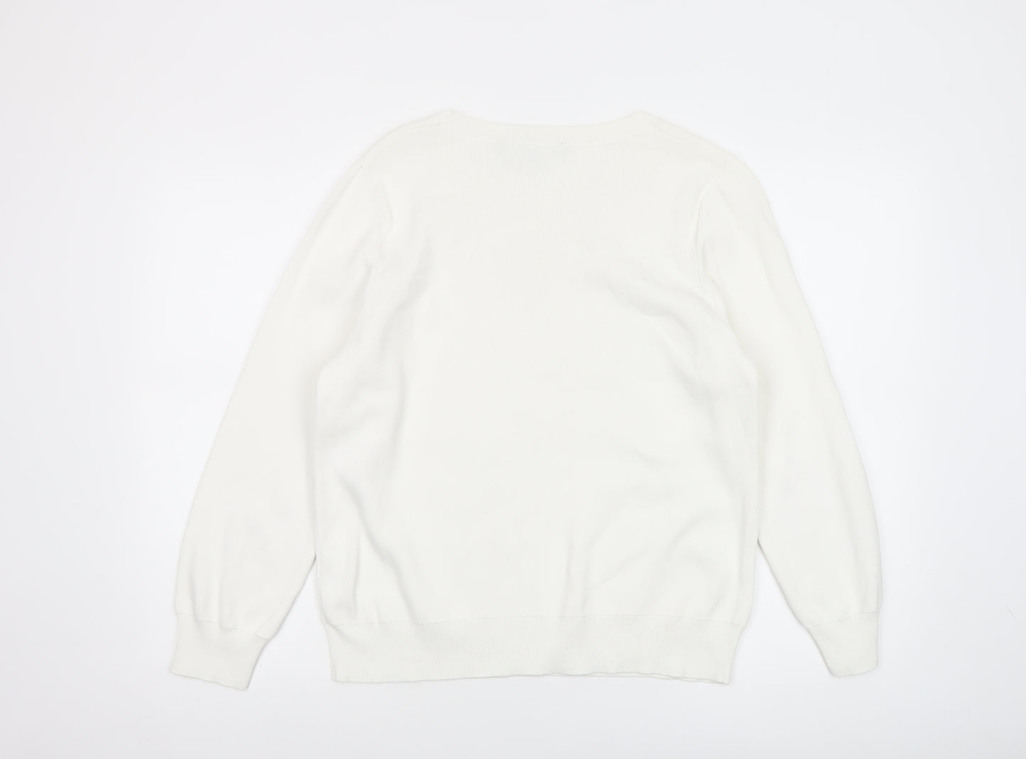 French Connection Women’s White Cotton Lace Knit Jumper Size M