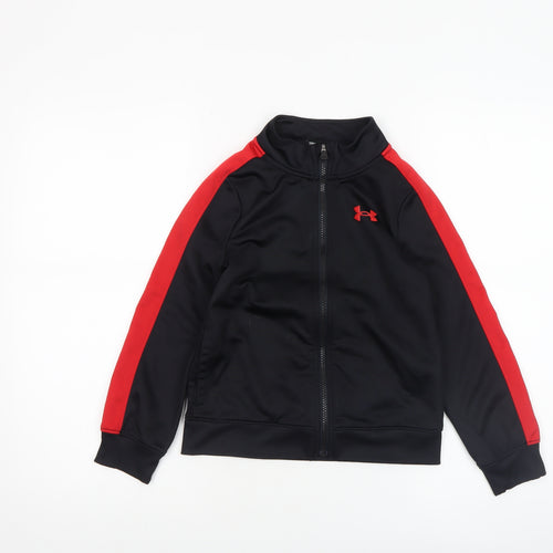 Under Armour Boys Black Red Track Jacket 6-7 Years Full Zip Sportswear