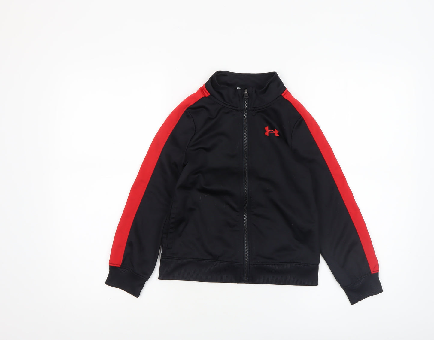 Under Armour Boys Black Red Track Jacket 6-7 Years Full Zip Sportswear