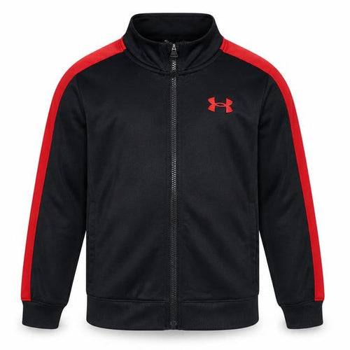 Under Armour Boys Black Red Track Jacket 6-7 Years Full Zip Sportswear