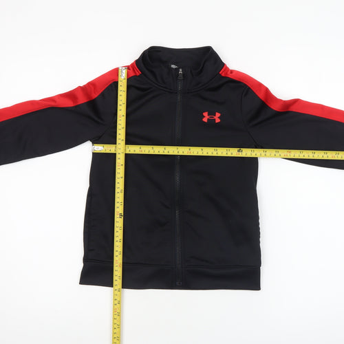 Under Armour Boys Black Red Track Jacket 6-7 Years Full Zip Sportswear