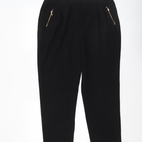 Anthology Women’s Black Tapered Zip Pocket Trousers Size 14