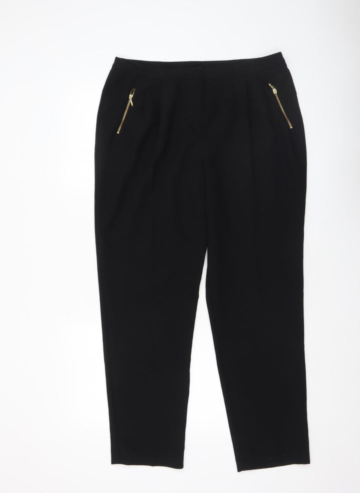 Anthology Women’s Black Tapered Zip Pocket Trousers Size 14
