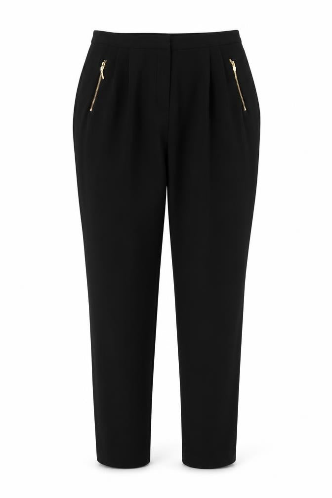 Anthology Women’s Black Tapered Zip Pocket Trousers Size 14