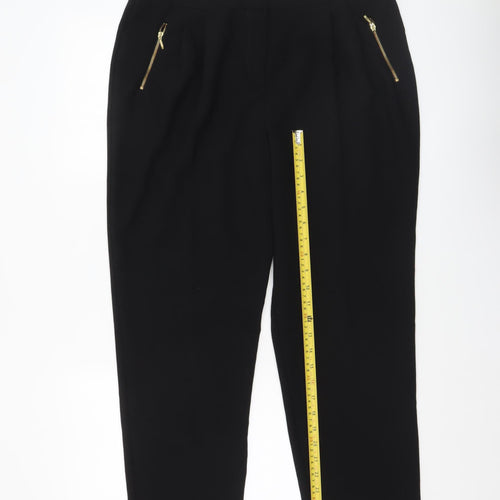 Anthology Women’s Black Tapered Zip Pocket Trousers Size 14