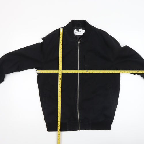 Topman Men's Black Bomber Jacket Size M Cotton Zip Casual