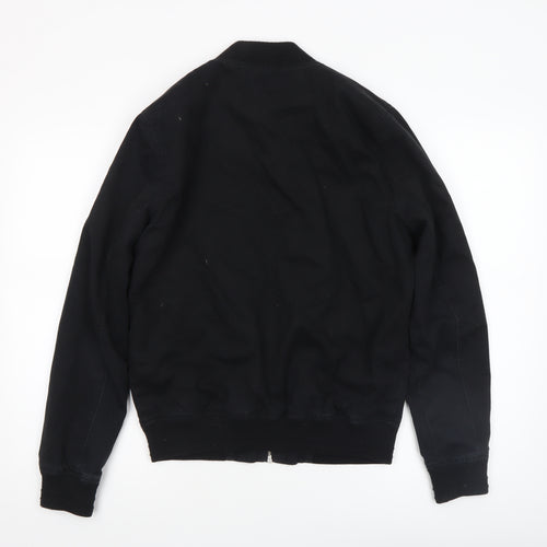 Topman Men's Black Bomber Jacket Size M Cotton Zip Casual