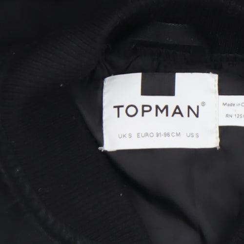Topman Men's Black Bomber Jacket Size M Cotton Zip Casual