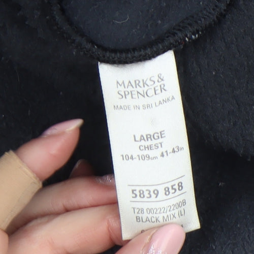 Marks and Spencer Men's Black Mix Fleece Full Zip Jacket L