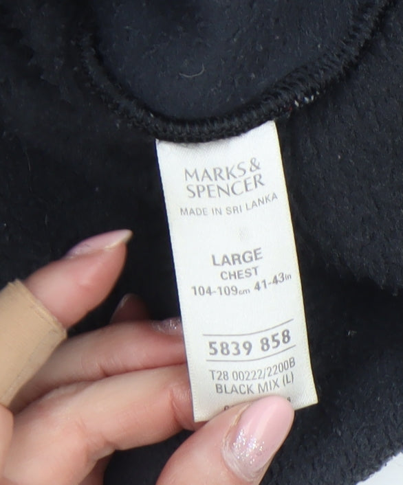 Marks and Spencer Men's Black Mix Fleece Full Zip Jacket L