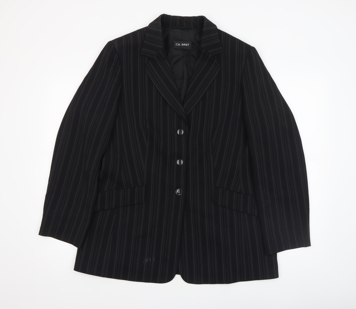 Gil Bret Women’s Black Pinstripe Blazer UK 14 Classic Fit Lined