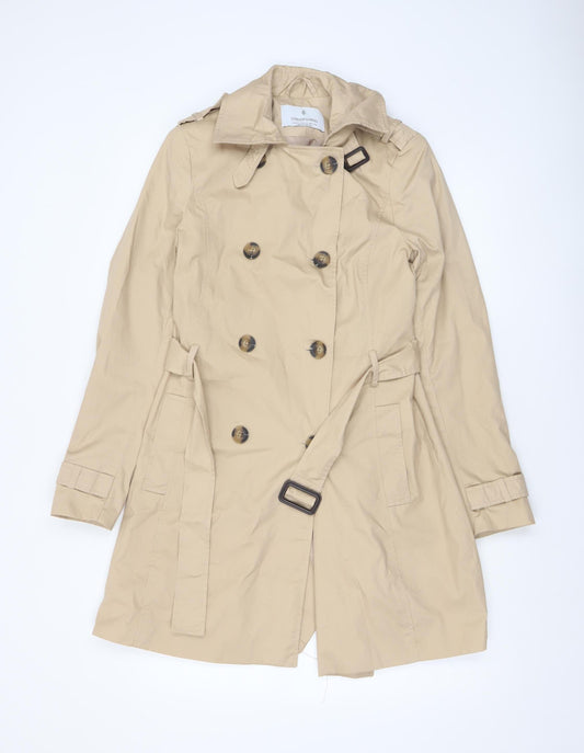 Stradivarius Women Beige Trench Coat Size 8 Belted Classic Style