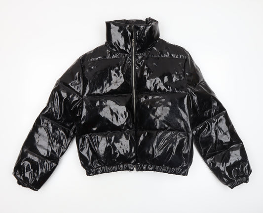 PrettyLittleThing Womens Black Cropped Puffer Jacket Size 10
