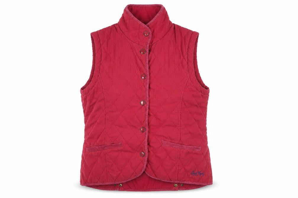 Jack Murphy Women's Red Quilted Waistcoat UK 10 Heritage Style