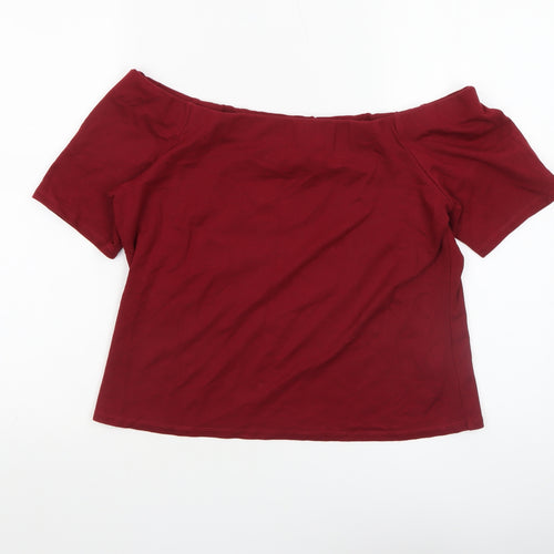 H&M Women’s Red Off Shoulder Jersey T-Shirt Size 14