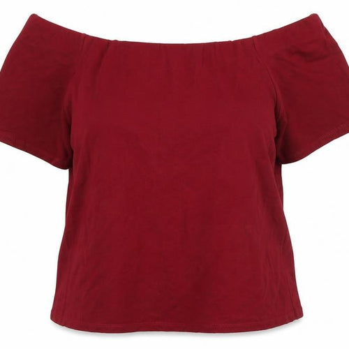 H&M Women’s Red Off Shoulder Jersey T-Shirt Size 14