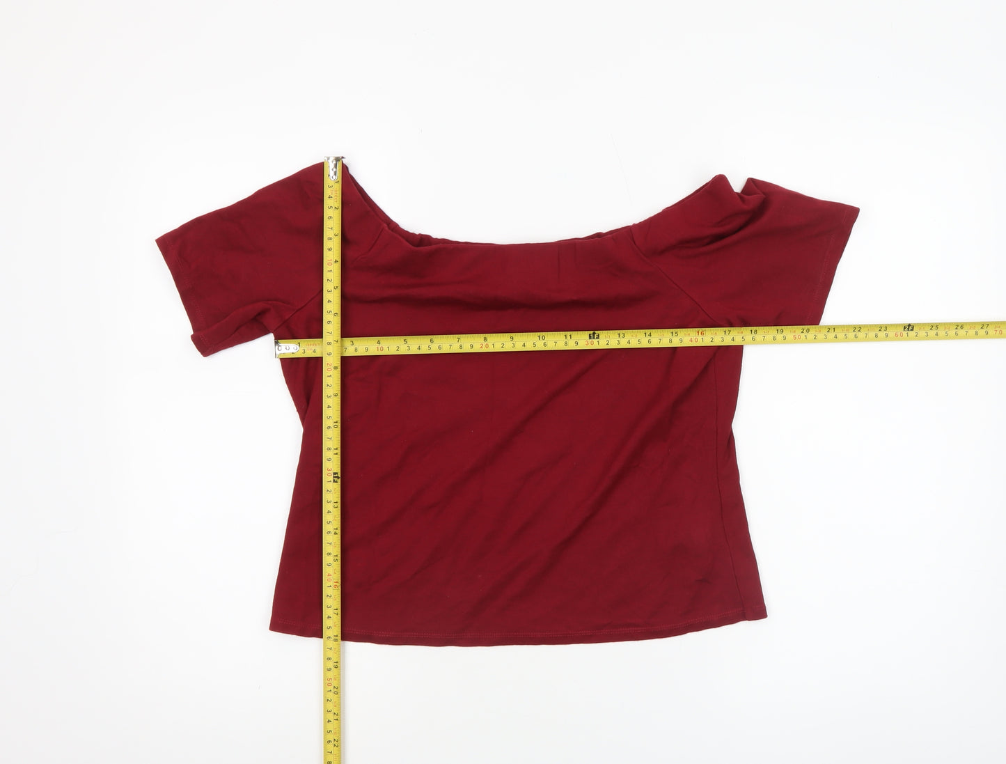 H&M Women’s Red Off Shoulder Jersey T-Shirt Size 14