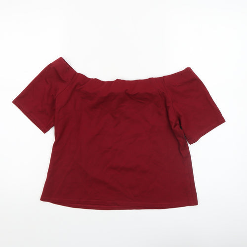 H&M Women’s Red Off Shoulder Jersey T-Shirt Size 14