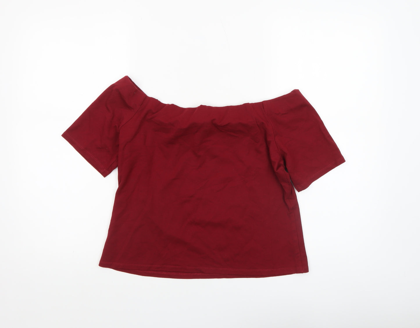 H&M Women’s Red Off Shoulder Jersey T-Shirt Size 14