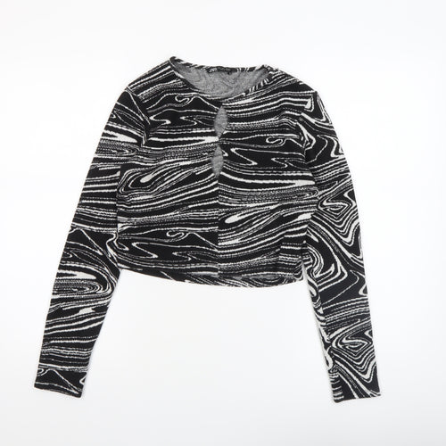 ZARA Women’s Black Geometric Knit Pullover Jumper Size L