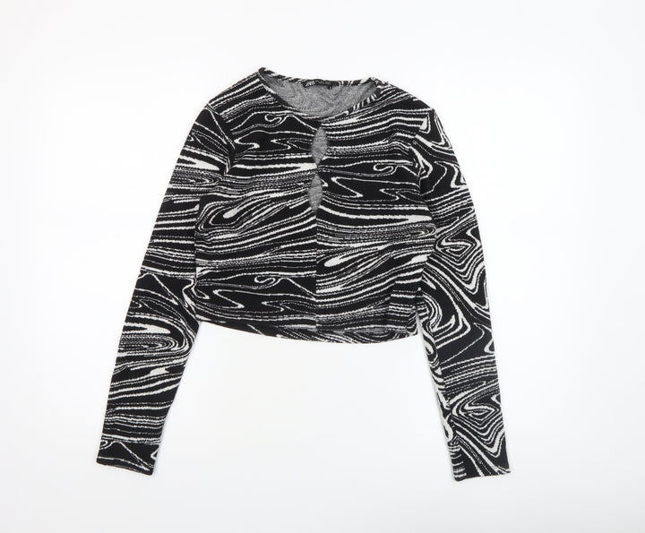 ZARA Women’s Black Geometric Knit Pullover Jumper Size L